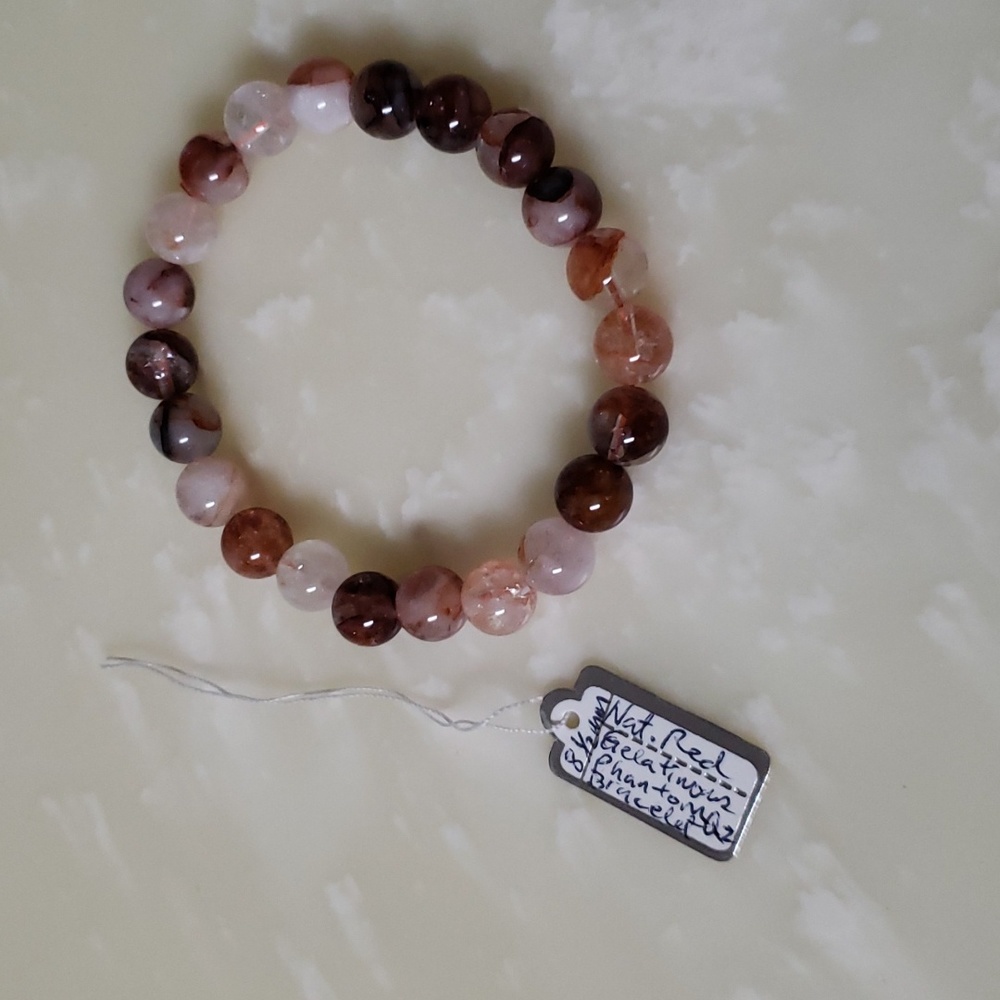Natural Red Phantom Quartz stretch crystal bracelet 8.5mm